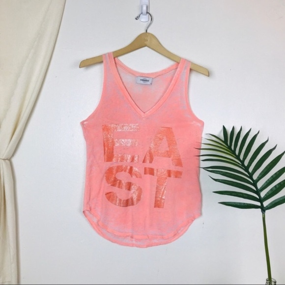 Soulcycle East Pink V Neck Burnout Graphic Tank - Picture 1 of 8